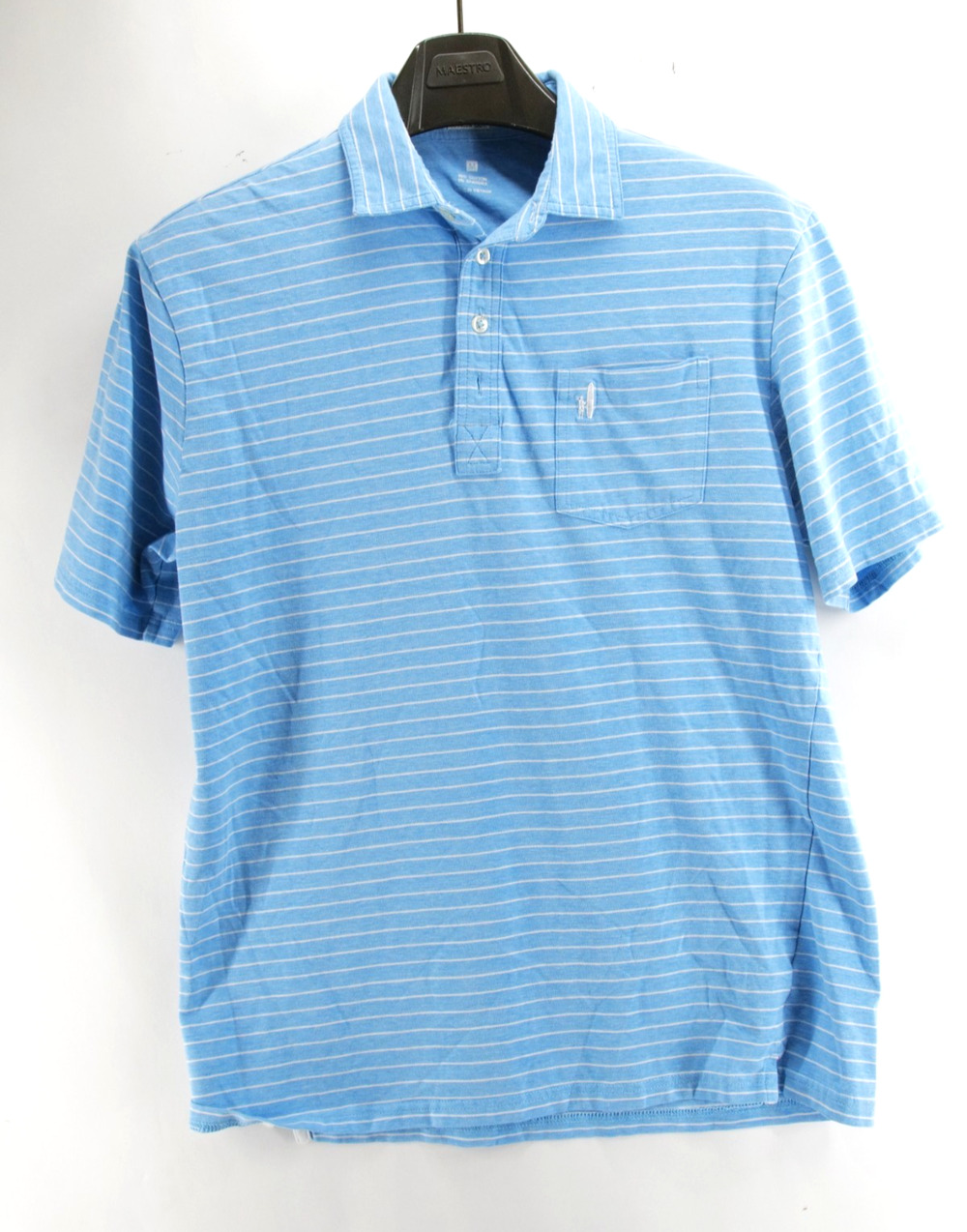 Johnnie-O Hangin Out Polo Shirt Mens Medium Blue White Stripes Casual Golf